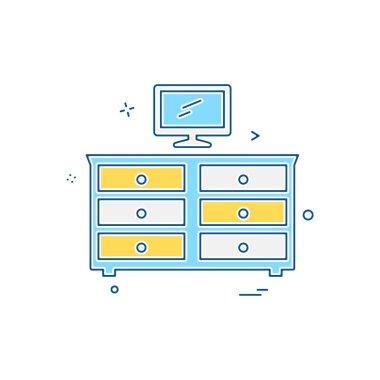 Mobilya simgesi tasarım, renkli vektör çizim