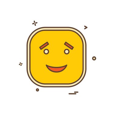 Mutlu emoji simgesi tasarım, renkli vektör çizim