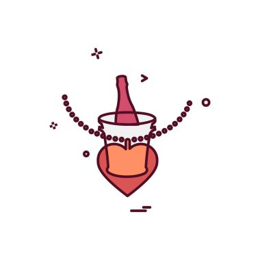 Sevgililer günü simgesi tasarım, renkli vektör çizim