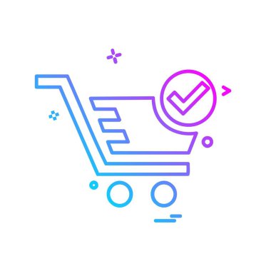 Sepeti simgesi tasarım, renkli vektör çizim