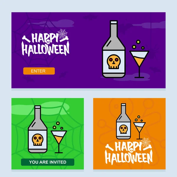 Šťastný Halloween Pozvánky Design Pitím Vektor — Stockový vektor