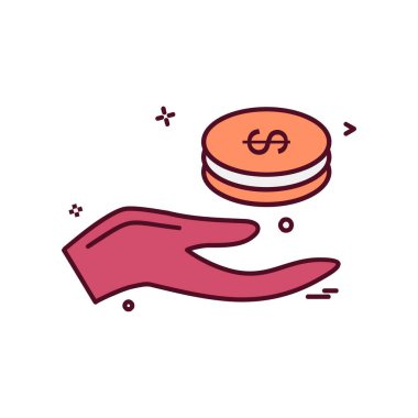 Para simgesi tasarım, renkli vektör çizim 