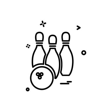 Bowling simgesi tasarım, renkli vektör çizim