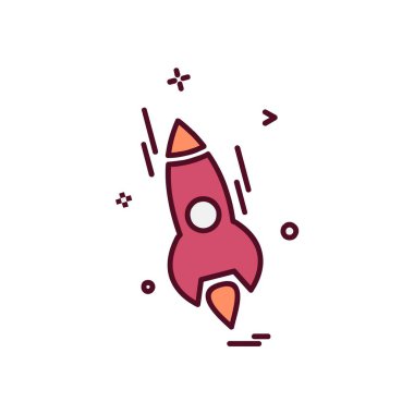 Roket simgesi tasarım, renkli vektör çizim