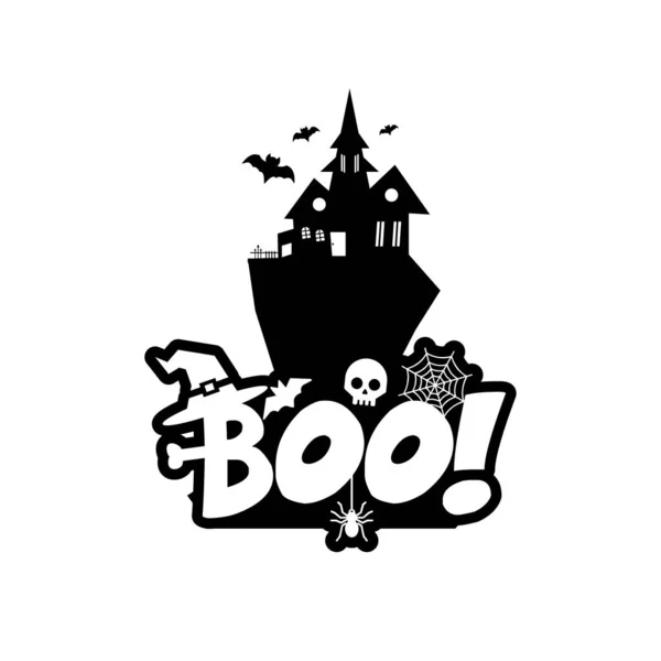 Diseño Tipográfico Boo Ilustración Vectorial Tarjeta Halloween — Vector de stock