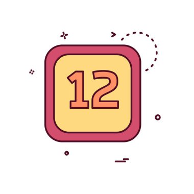 12 Tarih Takvimi simge tasarım vektörü