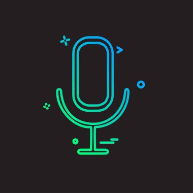 Mikrofon simgesi tasarım, renkli vektör çizim