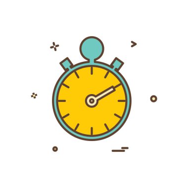 Saat simgesi tasarım, renkli vektör çizim