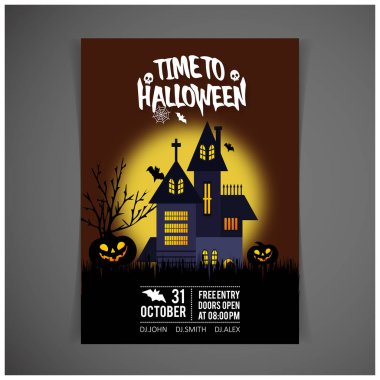 Mutlu Cadılar Bayramı tasarım öğesi tipografi ile. Cadılar Bayramı Yazdır ya da kutlama kartı vektör çizim