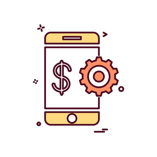 Mobile Gear Dollar Icon Vector Design — Stock Vector