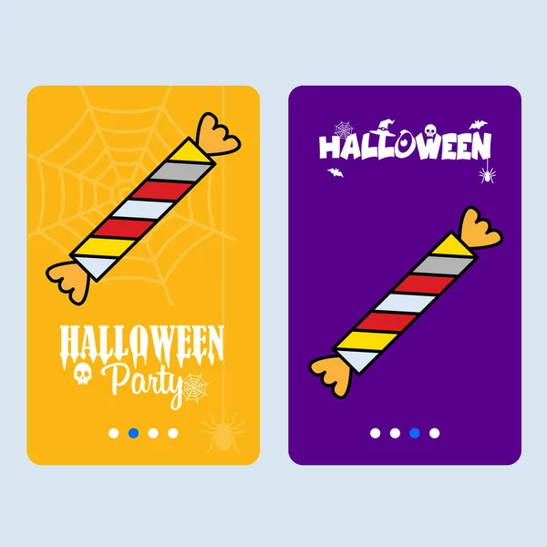 Šťastný Halloween Party Pozvánka Design Candy Barevné Vektorové Ilustrace — Stockový vektor