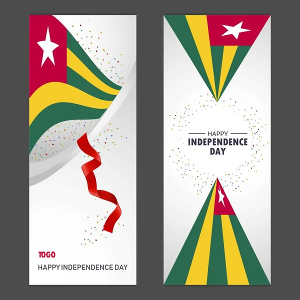 Τόγκο Καλή Ημέρα Της Ανεξαρτησίας Κομφετί Γιορτή Φόντο Κατακόρυφοs Σημαία — Διανυσματικό Αρχείο