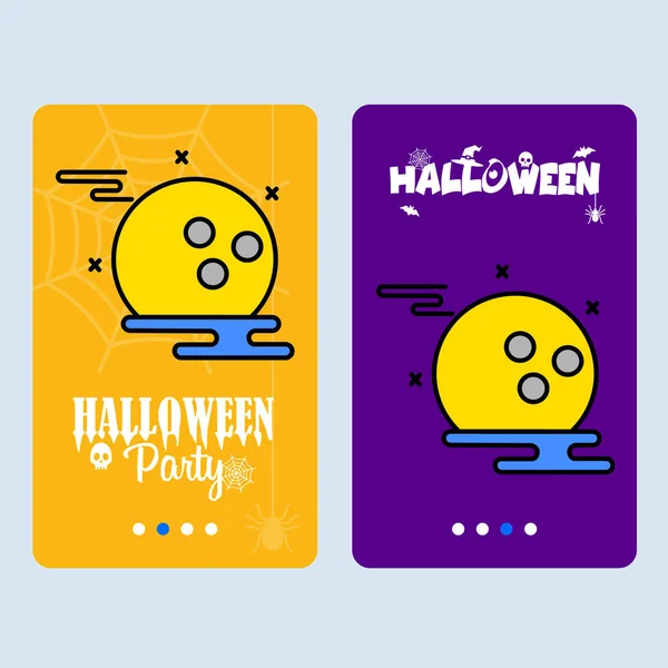 Šťastný Halloween Pozvánky Design Měsíc Vektorové Ilustrace — Stockový vektor