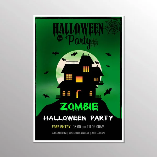 Illustration Vectorielle Sur Thème Halloween Zombie Party Sur Fond Vert — Image vectorielle