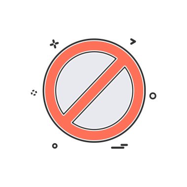 Değil izin verilen simgesi tasarım, renkli vektör çizim