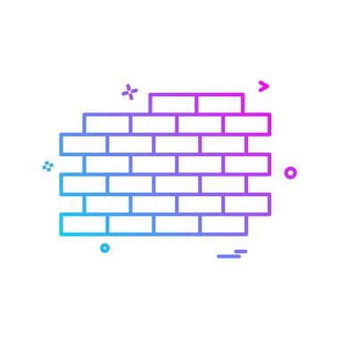 Duvar simgesi tasarım, renkli vektör çizim