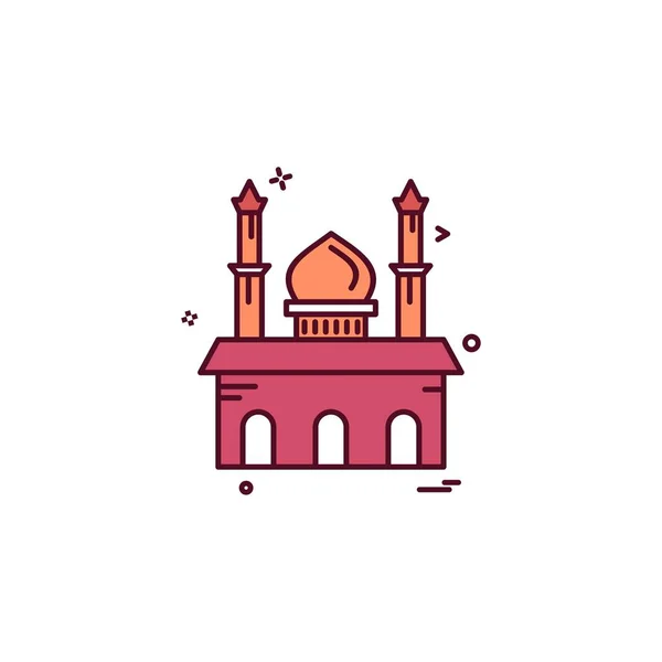 Moschea Icona Vettore Progettazione — Vettoriale Stock