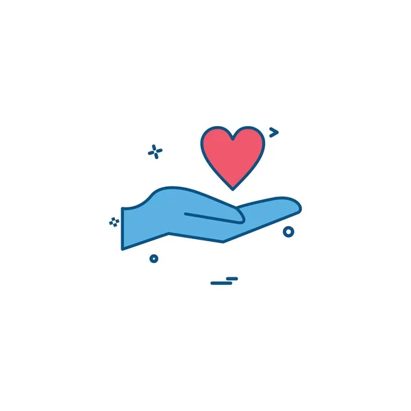 Mano Corazón Amor Valentine Icono Vector Diseño — Archivo Imágenes Vectoriales