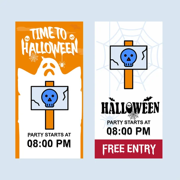 Projeto Convite Halloween Feliz Com Vetor Placa Perigo — Vetor de Stock