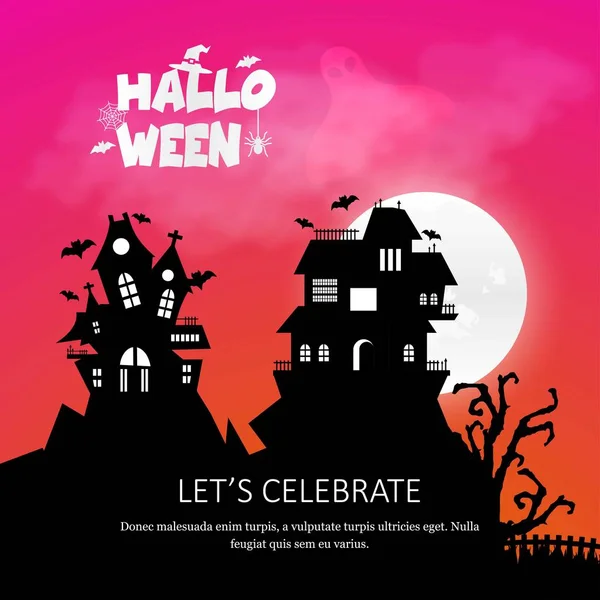 Tarjeta Invitación Halloween Feliz Con Vector Diseño Creativo — Archivo Imágenes Vectoriales