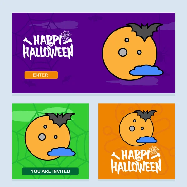 Feliz Halloween Invitación Diseño Con Ilustración Del Vector Luna — Vector de stock
