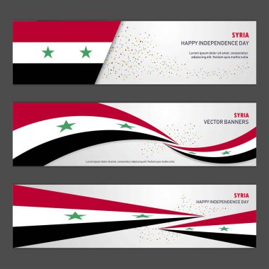 Suriye bağımsızlık günü arka plan tasarım afiş ve el ilanı, posta kartı, peyzaj, kutlama vektör çizim