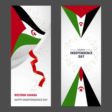 Batı Sahra mutlu bağımsızlık günü konfeti kutlama arka plan dikey Banner ayarla