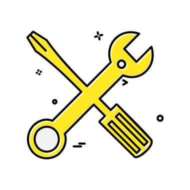 Çalışma araçlar simgesi tasarım, renkli vektör çizim 