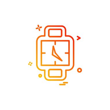 Saat simgesi tasarım, renkli vektör çizim