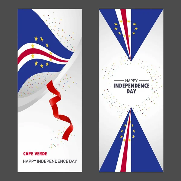 Cap Vert Joyeuse Fête Indépendance Confettis Fond Vertical Banner Set — Image vectorielle