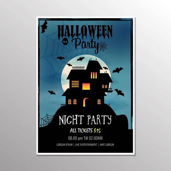 Happy Halloween Nacht Party Poster Vektorillustration — Stockvektor