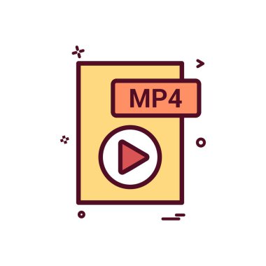 MP4 dosya biçimi simge vektör tasarımı