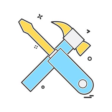 Çalışma araçlar simgesi tasarım, renkli vektör çizim 