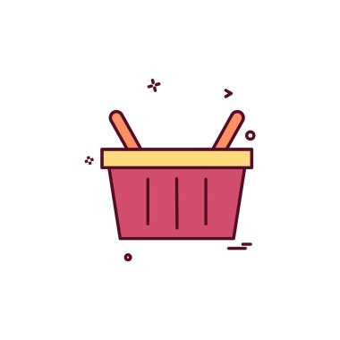 Sepeti simgesi tasarım, renkli vektör çizim