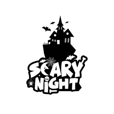 Korkunç gece tasarım tipografi ile. Cadılar Bayramı Yazdır ya da kutlama kartı vektör çizim