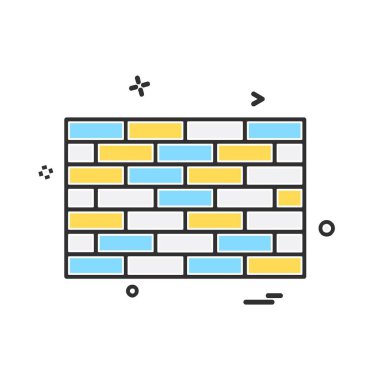 Duvar simgesi tasarım, renkli vektör çizim