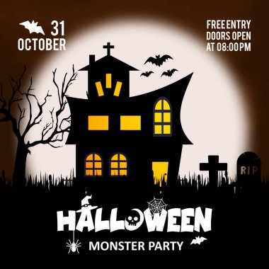 Mutlu Cadılar Bayramı tasarım öğesi tipografi ile. Cadılar Bayramı Yazdır ya da kutlama kartı vektör çizim