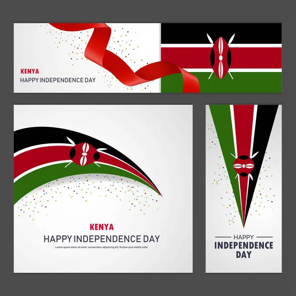 Glücklich Kenia Unabhängigkeitstag Banner Und Hintergrund Gesetzt — Stockvektor