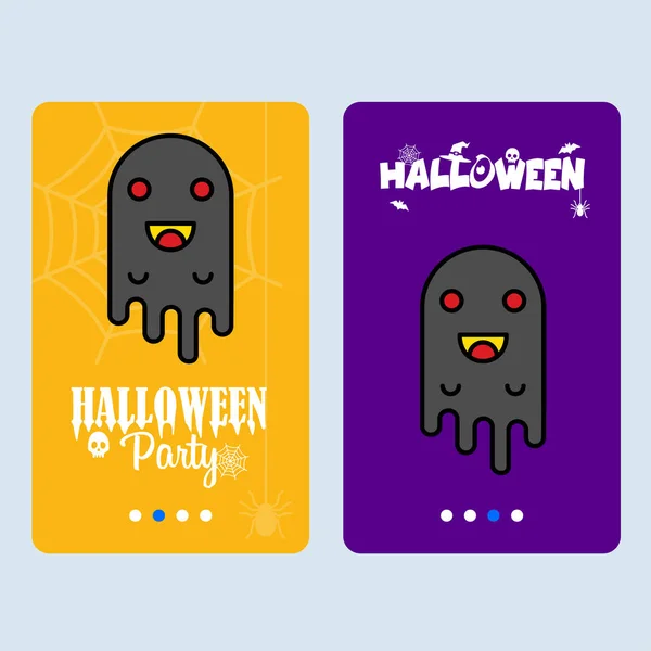 Glücklich Halloween Party Einladung Design Mit Geist Bunte Vektorillustration — Stockvektor