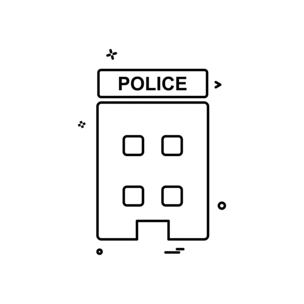 Bâtiment Poste Police Icône Vectoriel Design — Image vectorielle