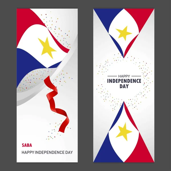 Saba Happy Independence Day Confetti Celebration Background Ensemble Bannière Verticale — Image vectorielle