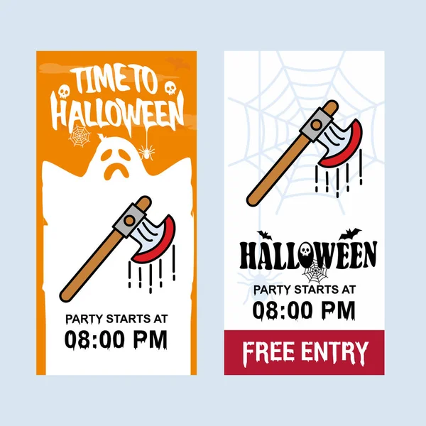 Happy Halloween Invitation Design Avec Illustration Vectorielle Hache — Image vectorielle