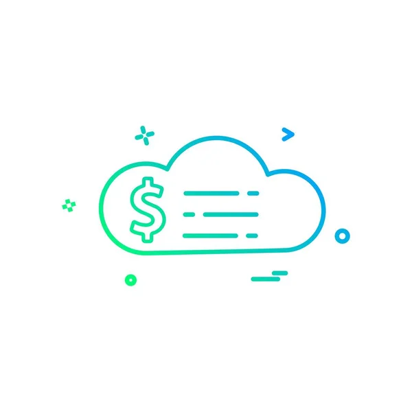 Cloud Dolar Peníze Ikony Vektorový Design — Stockový vektor