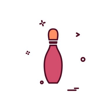 Bowling simgesi tasarım, renkli vektör çizim