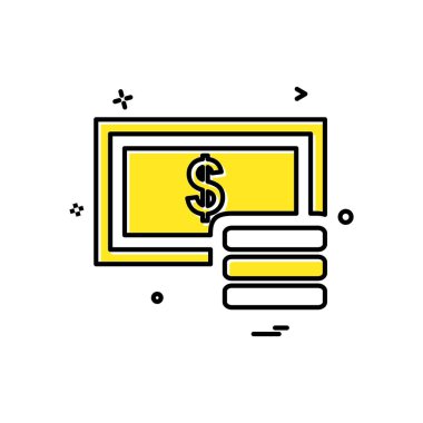 Dolar simgesi tasarım, renkli vektör çizim