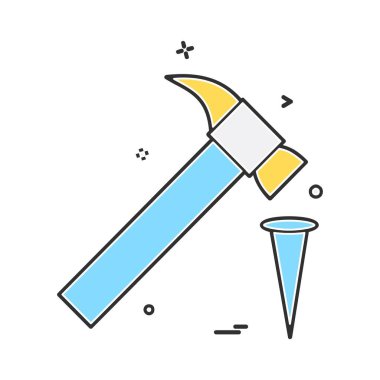 Çalışma araçlar simgesi tasarım, renkli vektör çizim 