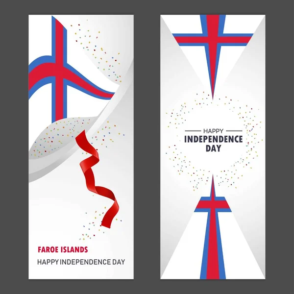 Islas Feroe Feliz Día Independencia Confetti Celebración Antecedentes Vertical Banner — Archivo Imágenes Vectoriales