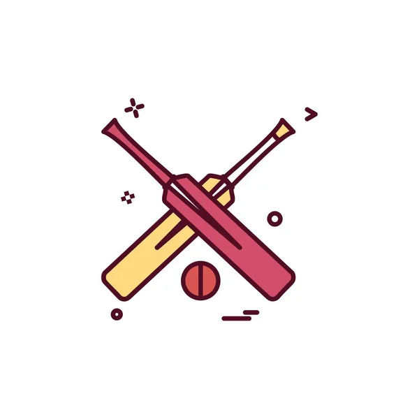 Murciélagos Bola Cricket Icono Diseño Vectores — Vector de stock