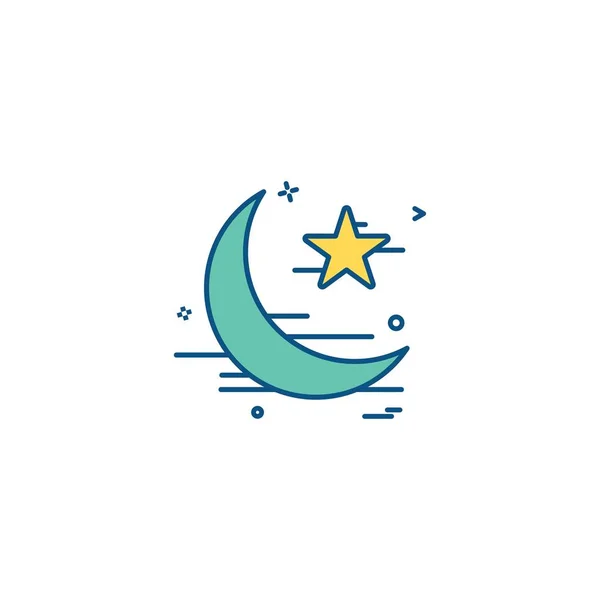 Star Moon Icon Design Vector — Stock Vector