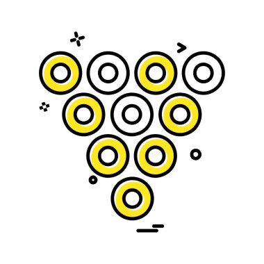 Bowling simgesi tasarım, renkli vektör çizim